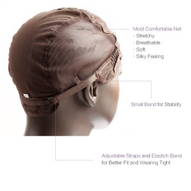 Bella Hair Glueless Wig Caps for Making Wigs with Combs and Adjustable Straps Swiss Lace Brown Small Size