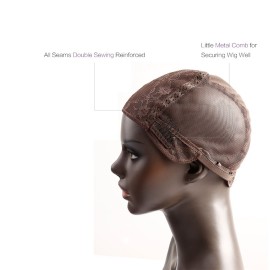 Bella Hair Glueless Wig Caps for Making Wigs with Combs and Adjustable Straps Swiss Lace Brown Small Size