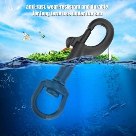Scuba Diving Clips, Stainless Steel Swivel Eye Snap Hook Dive Single Ended Swivel Eye Bolt Hook Buckle Dog Clip Gear Equipment for Underwater Scuba Diving(Black 75mm) stainless steel marine grade