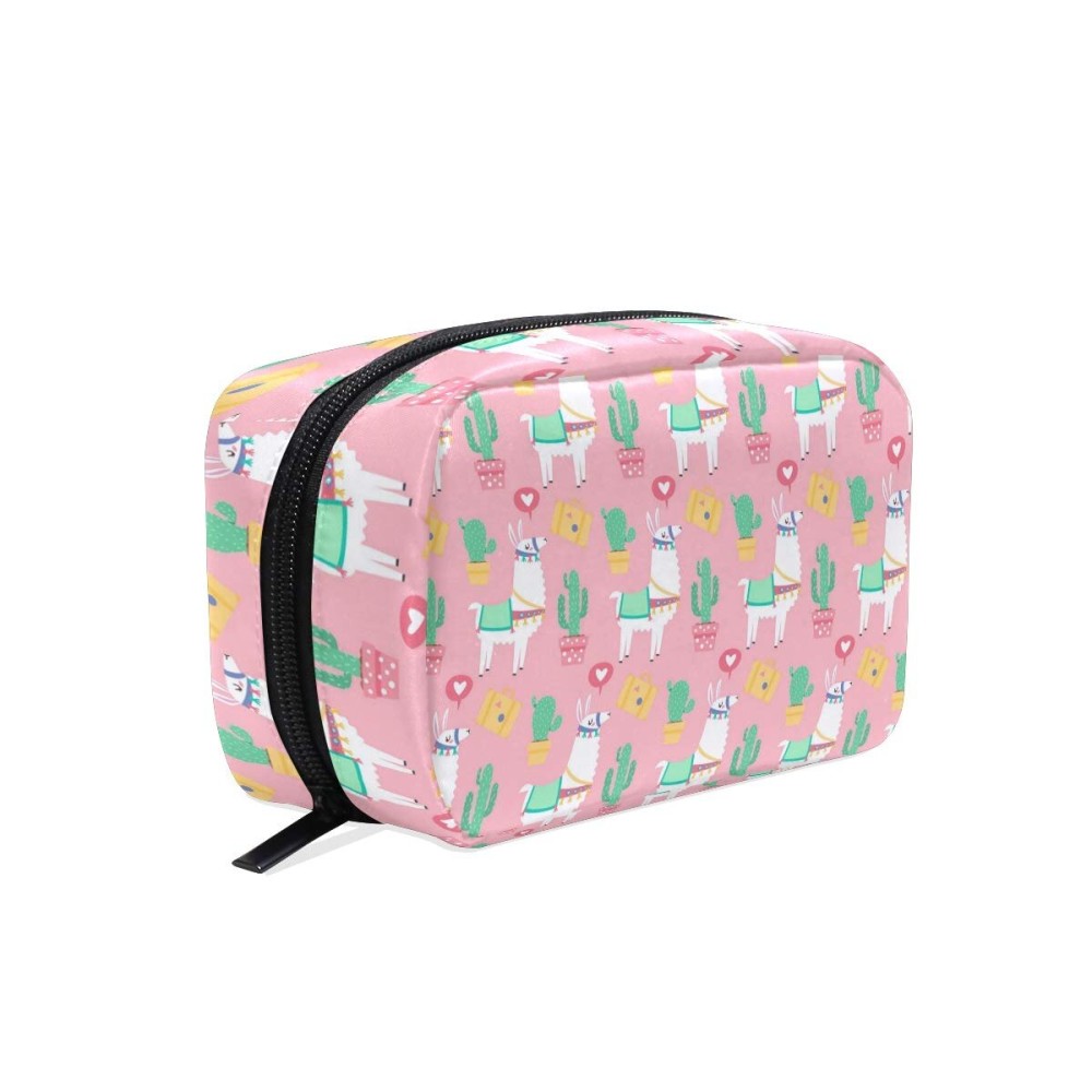 Makeup Bag Toiletry Bag Cosmetic Bags Pink Lama Cactus Storage Bag for Women Skincare Cosmetic Pouch