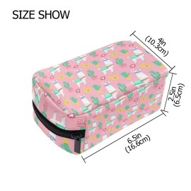 Makeup Bag Toiletry Bag Cosmetic Bags Pink Lama Cactus Storage Bag for Women Skincare Cosmetic Pouch
