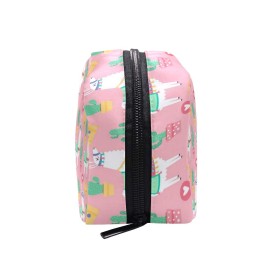 Makeup Bag Toiletry Bag Cosmetic Bags Pink Lama Cactus Storage Bag for Women Skincare Cosmetic Pouch
