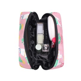 Makeup Bag Toiletry Bag Cosmetic Bags Pink Lama Cactus Storage Bag for Women Skincare Cosmetic Pouch