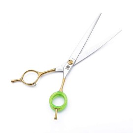 6/7 inch Barber Scissors Shear Curved - Hair Cutting Scissors Two-way Bent Blade Scissor Japanese 440C Steel - Hair Stylists Shears with Twin Tail (C-7 inch-Curved Scissor)