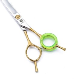 6/7 inch Barber Scissors Shear Curved - Hair Cutting Scissors Two-way Bent Blade Scissor Japanese 440C Steel - Hair Stylists Shears with Twin Tail (C-7 inch-Curved Scissor)