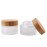 2 Pack 50ml/1.7oz Frosted Glass Cosmetic Cream Jar Bottle Refillable Glass Face Cream Pot Cosmetics Container With Bamboo lids and Inner Liners For Travel DIY Sample Eyeshadow Essential Oils