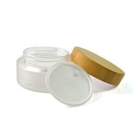 2 Pack 50ml/1.7oz Frosted Glass Cosmetic Cream Jar Bottle Refillable Glass Face Cream Pot Cosmetics Container With Bamboo lids and Inner Liners For Travel DIY Sample Eyeshadow Essential Oils 2 Pack 50ml/1.7oz Frosted Glass Cosmetic Cream Jar Bottle Refillable Glass Face Cream Pot Cosmetics Container With Bamboo lids and Inner Liners For Travel DIY Sample Eyeshadow Essential Oils