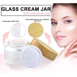 2 Pack 50ml/1.7oz Frosted Glass Cosmetic Cream Jar Bottle Refillable Glass Face Cream Pot Cosmetics Container With Bamboo lids and Inner Liners For Travel DIY Sample Eyeshadow Essential Oils 2 Pack 50ml/1.7oz Frosted Glass Cosmetic Cream Jar Bottle Refillable Glass Face Cream Pot Cosmetics Container With Bamboo lids and Inner Liners For Travel DIY Sample Eyeshadow Essential Oils
