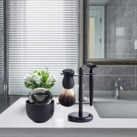 Shaving Razor Kit Double Edage Safety Razor 2 Layers Stainless Steel Shaving Mug Shaving Soap Cream Synthetic Shaving Brush Heavy Chrome Shaving Stand Black Shaving Razor Gift for Men Shaving Razor Kit Double Edage Safety Razor 2 Layers Stainless Steel Shaving Mug Shaving Soap Cream Synthetic Shaving Brush Heavy Chrome Shaving Stand Black Shaving Razor Gift for Men