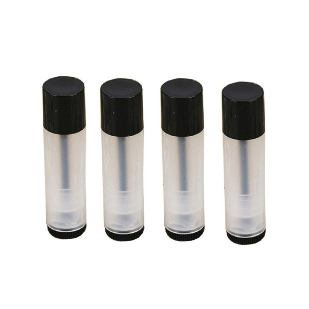 25Pcs Lip Balm Tubes Containers 5g Clear body with Twist Bottom and Cap,Empty Refillable Plastic DIY Lipstick Lip Gloss Containers Chapstick Tube Crayon Pipe Bottle (black lid)