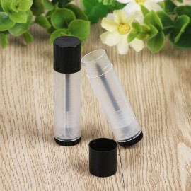 25Pcs Lip Balm Tubes Containers 5g Clear body with Twist Bottom and Cap,Empty Refillable Plastic DIY Lipstick Lip Gloss Containers Chapstick Tube Crayon Pipe Bottle (black lid)