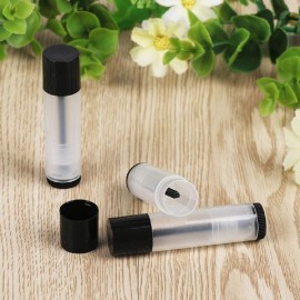 25Pcs Lip Balm Tubes Containers 5g Clear body with Twist Bottom and Cap,Empty Refillable Plastic DIY Lipstick Lip Gloss Containers Chapstick Tube Crayon Pipe Bottle (black lid)