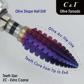 C & I Tapered Tornado & Texas Tornado Nail Drill Bit for Nail Drill Machine, Purple Coated (Texas Tornado, XC)