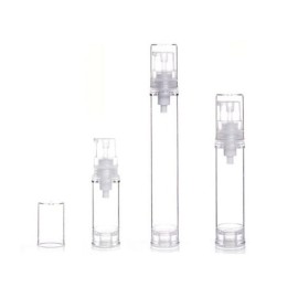 12Pcs Portable Empty Refillable Clear Plastic Airless Vacuum Pump Bottle Cosmetic Make-up Cream Lotion Sample Packing Toiletries Liquid Storage Container Vial Jars(5ml/0.17oz)