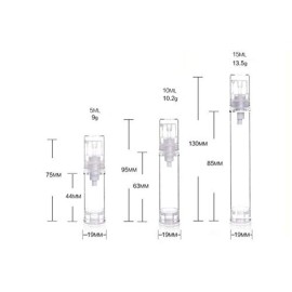 12Pcs Portable Empty Refillable Clear Plastic Airless Vacuum Pump Bottle Cosmetic Make-up Cream Lotion Sample Packing Toiletries Liquid Storage Container Vial Jars(5ml/0.17oz)