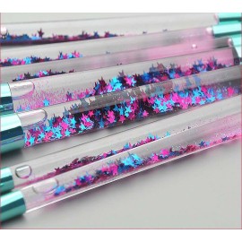 Glitter Makeup Brushes Set for Girls , Sparkle 7pc Foundation Brush with Lip Eye shadow Eyebrow Blush Powder Fan Eye Blender Brush in Set