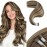 Moresoo I Tip Hair Extension Human Hair Caramel Blonde and Dark Brown Itip Hair Extensions Real Human Hair I Tip Human Hair Extensions 16inch 0.8g/s 50S