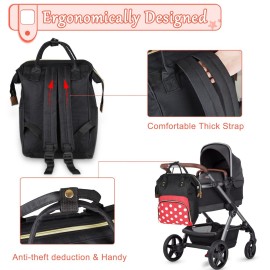 Exttlliy Baby Diaper Bag Backpack, Large Capacity Waterproof Multi-Function Fashion Polka Dots Travel Bag Pack, Nursing Bag(A)