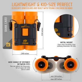 BeBison Binoculars for Kids - 8x21 High Resolution Real Optics - Compact Folding Shockproof Kids Binoculars for Bird Watching - Spy Games - Outdoor Play for Boys and Girl