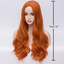 BERON Orange Wig Long Curly Wig Orange Wigs for Women Ginger Wigs Heat Resistant Synthetic Hair with Hairnet BERON Orange Wig Long Curly Wig Orange Wigs for Women Ginger Wigs Heat Resistant Synthetic Hair with Hairnet
