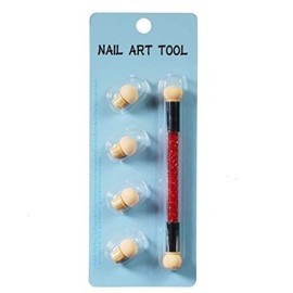 WOIWO Dual Tipped Nail Art Sponge Brush, for DIY Gradient Blooming UV Gel Nails With 4 Replacement Heads (Red)