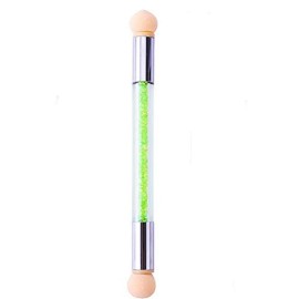 WOIWO Dual Tipped Nail Art Sponge Brush, for DIY Gradient Blooming UV Gel Nails With 4 Replacement Heads (Green)