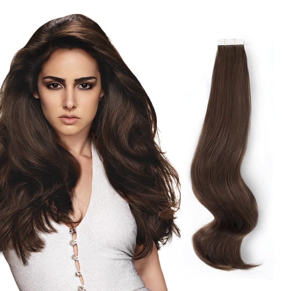 ABH AmazingBeauty Tape in Hair Extensions Human Hair Semi-permanent Tape Attached Real Remy Human Hair Extensions Tape in 50g 20pcs Invisible Seamless Reusable Skin Weft Dark Brown Color 2 22 Inch ABH AmazingBeauty Tape in Hair Extensions Human Hair Semi-permanent Tape Attached Real Remy Human Hair Extensions Tape in 50g 20pcs Invisible Seamless Reusable Skin Weft Dark Brown Color 2 22 Inch