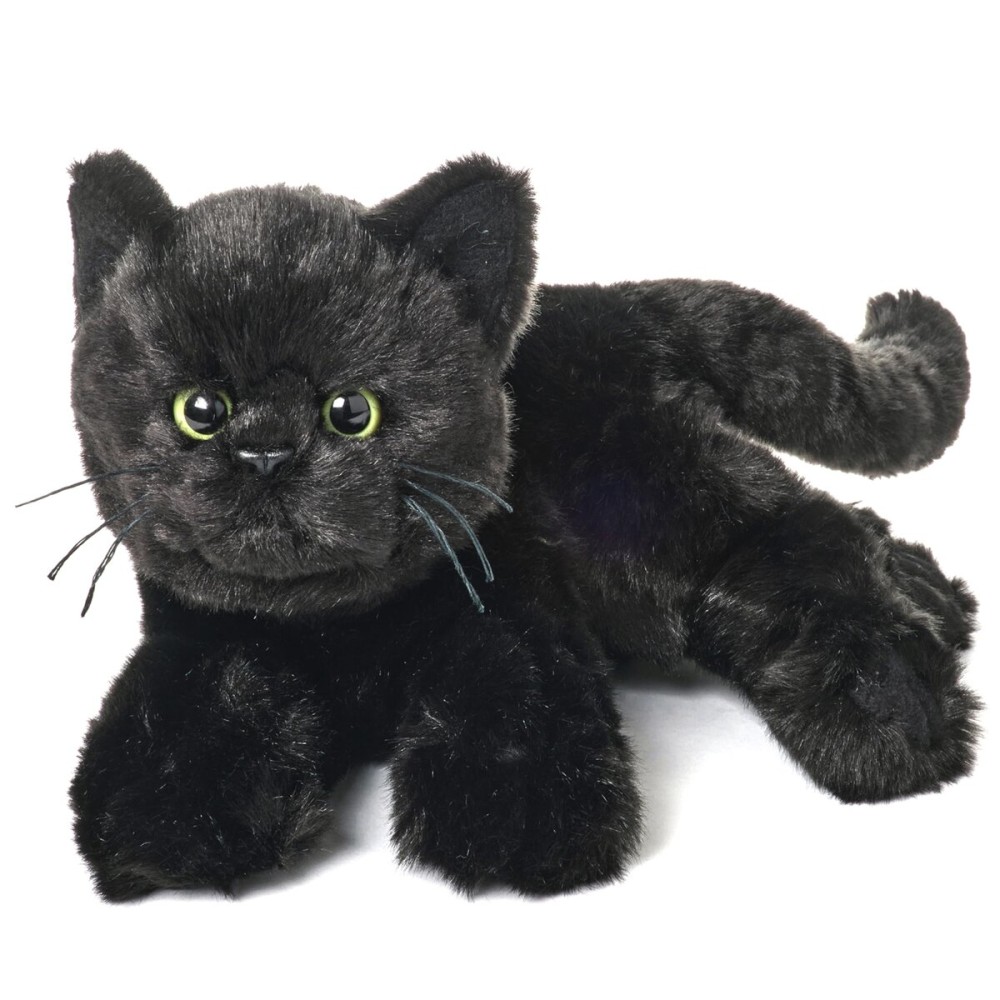 Bearington Collection Jinx 15-Inch Cat Plush Toy - Realistic Black Stuffed Animal for Kids