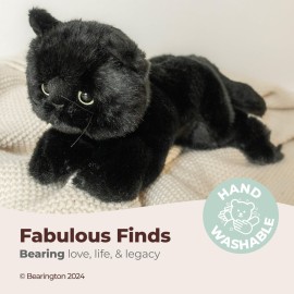 Bearington Collection Jinx 15-Inch Cat Plush Toy - Realistic Black Stuffed Animal for Kids