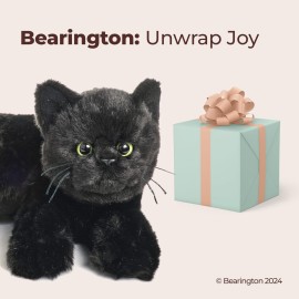 Bearington Collection Jinx 15-Inch Cat Plush Toy - Realistic Black Stuffed Animal for Kids