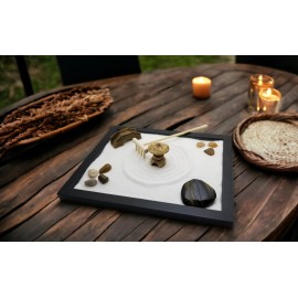 Zen Sand Garden for Desk with Rake, Rocks and Figures (Medium)