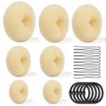 TsMADDTs Ring Style Bun Maker Set - 7 Golden Bun Makers, 5 Hair Ties, 20 Bobby Pins for Chignon Hairstyles