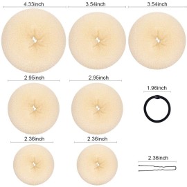 TsMADDTs Ring Style Bun Maker Set - 7 Golden Bun Makers, 5 Hair Ties, 20 Bobby Pins for Chignon Hairstyles