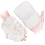 mikimini Bath Mitt for Women, Bath Pouf Mesh Brushes 1 PC Upgraded Version | Loofah Sponge & Exfoliating Pad 2 in 1 Professional Design | Exfoliating Gently with The Elastic (1 Pack)