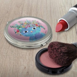 GRAPHICS & MORE Blue Cat Flower Hat Compact Travel Purse Handbag Makeup Mirror