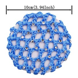 6Pcs Rhinestone Bun Cover Crochet Snood Hair Net Hair Accessories for Women Girls Ballet Dance Skating Random Color