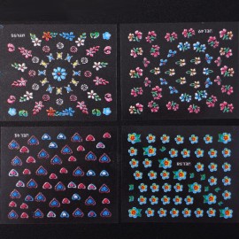 WOKOTO 90Pcs Self-Adhesive 3D Design Nail Art Sticker Colorful White Black Flower Fingernail Decals Nail Art Decoration Decals with 1 Pcs Anti-Static Tweezers WOKOTO 90Pcs Self-Adhesive 3D Design Nail Art Sticker Colorful White Black Flower Fingernail Decals Nail Art Decoration Decals with 1 Pcs Anti-Static Tweezers