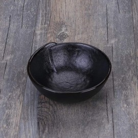 WOLFLAND Vintage Design Handmade Pottery Shaving Bowl Thicken Ceramic Soap Dish Black 4.3