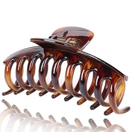 Liasun 4.3 Jelly Color Hair Claw Clip-Acrylic Strong Holding Power Hair Clips Hairgrip for Women and Girls Hair Barrettes for Medium or Long Hair (Amber)