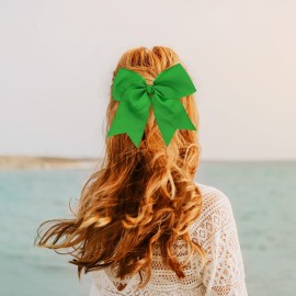 Green Jumbo Bow Clip with Tails