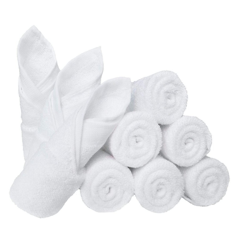 Feibi 9 Pack Baby Washcloths - Rayon Made from Bamboo - Reusable and Extra Soft Newborn Baby Bath Washcloths - Suitable for Infant Sensitive Skin - 10X10 White Face Towels