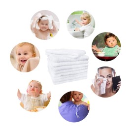 Feibi 9 Pack Baby Washcloths - Rayon Made from Bamboo - Reusable and Extra Soft Newborn Baby Bath Washcloths - Suitable for Infant Sensitive Skin - 10X10 White Face Towels