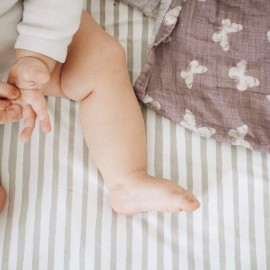 Ely\'s & Co. Patent Pending Waterproof Pack N Play | Mini Portable Crib Sheet with Mattress Pad Cover Protection I Neutral Taupe Grey Baby Girl and Boy