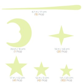 Unomor 216pcs Glow in The Dark Star Stickers, Luminous Wall Decals for Kids Rooms, Removable and Reusable, Easy Application for Ceiling and Wall Decor