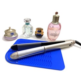 Heat Resistant Mat for Curling Irons, Hair Straightener, Flat Irons and Hair Styling Tools 9 x 6.5, Blue