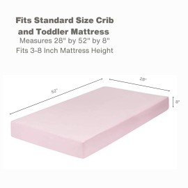 Everyday Kids Fitted Crib Sheet, 100% Soft Breathable Microfiber Baby Sheet, Fits Standard Size Crib Mattress 28in x 52in, Pink Nursery Sheet