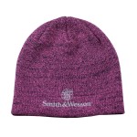 Smith & Wesson Womens Logo Knit Beanie Hat, One Size Ladies Cap, Heather Pink and Black(Size-L/XL)