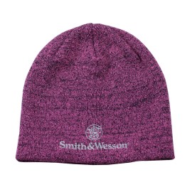 Smith & Wesson Womens Logo Knit Beanie Hat, One Size Ladies Cap, Heather Pink and Black(Size-L/XL)