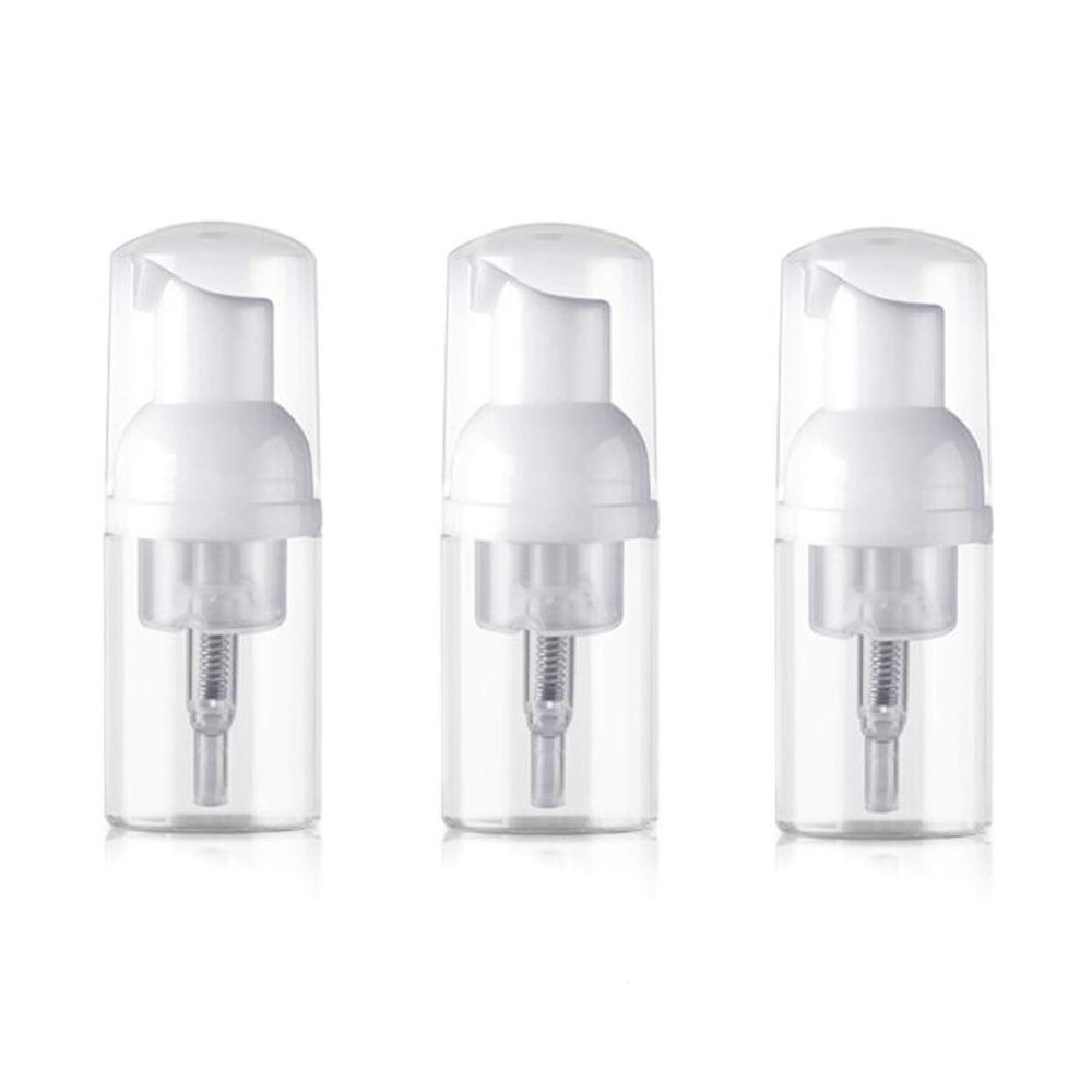 3PCS Clear Plastic Empty Mousse Foamer Pump Bottle Travel Liquid Foaming Containers Vial Dispenser Jar Pot For Cosmetic Facial Cleanser Shampoo Hand Shower Gel size 30ml/1oz
