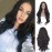 Sylvia Soft Natural Black 1B Lace Front Wig 24 Inch Long Natural Wave Synthetic Wigs Natural Hairline Middle Parting Half Hand Tied Wig 180% Density Heat Resistant Hair Replacement